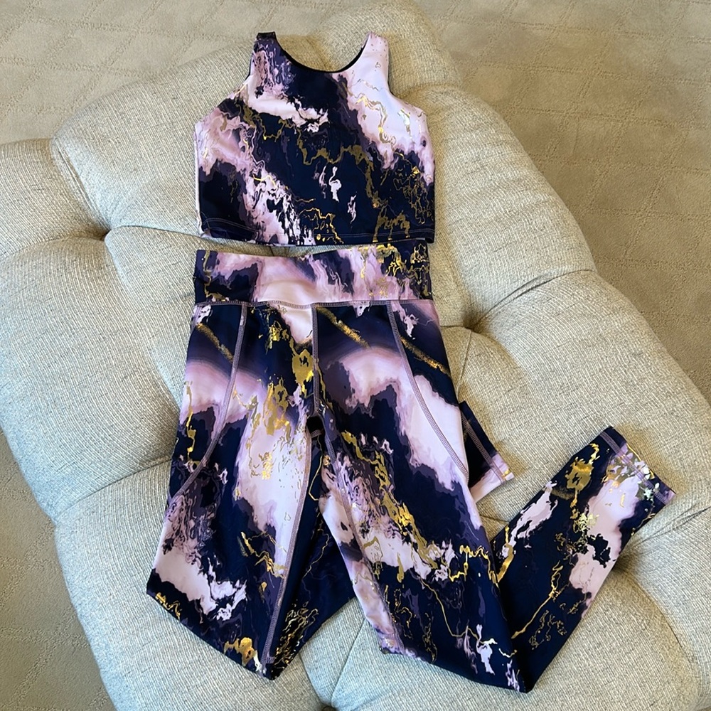 Yoga sports bra tank top and matching pants